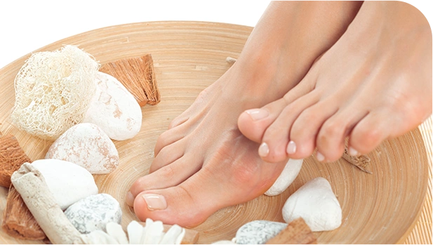 Beautiful female feet spa salon